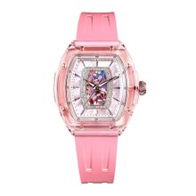 Tsar Bomba Pink Nucleus Femme WoPink Transparent Dial Silicon Strap Analog Watch-Tb8219L-02 (Medium)