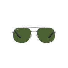 Ray-Ban Silver Sunglasses (0RB3699-Square-Silver Frame-Green Lens-56: 59 mm)