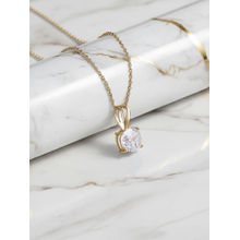 Ornate Jewels 925 Silver 18K Gold Plated 1 Carat White CZ Solitaire Necklace (Adjustable)