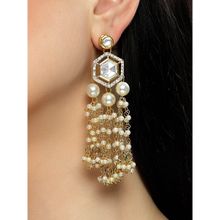Karatcart Gold Plated Designer Kundan Drop Earrings for Women