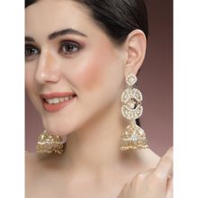 Karatcart Gold Plated White Kundan Jhumki Drop Earrings for Women