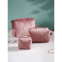 Nestasia Dusty Rose Pink Cosmetic Bag Set of 3