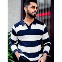 GRITSTONES Men White Flat Knit Pullover Polo T-Shirt