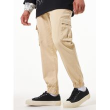 Bewakoof Men's Beige Cargo Joggers