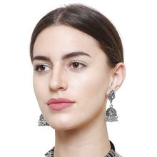 Youbella Stylish Party Wear Oxidized Silver Jhumkis Earrings For Women