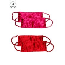 Bellofox Garnet And Ruby Sheen 3-layer 3-ply Satin Cotton Face Mask (pack Of 4)