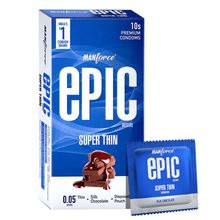 Manforce Epic Desire Super Thin Silk Chocolate Flavoured Premium Condoms With Disposable Pouch - 10S