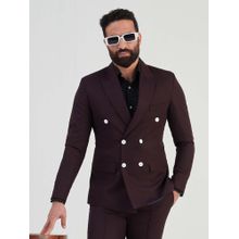 MR BUTTON Maroon Slim Fit Double Breasted Formal Blazer