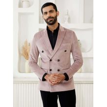 MR BUTTON Men Pink Tailored Fit Double Breasted Blazer