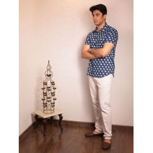 Spring Soul Blue Cotton Printed Half Sleeves Shirt