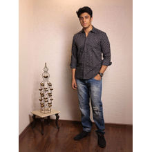 Spring Soul Black Cotton Printed Full Sleeves Shirt