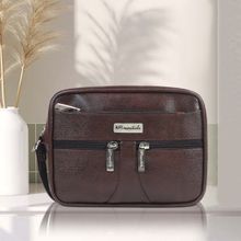 NFI Essentials Brown Mens Multipurpose Leather Travel Pouch