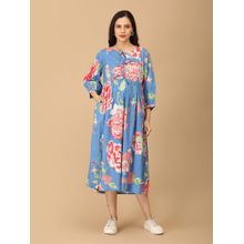 The Mom Store Bloom Me Blue Maternity And Nursing Dress