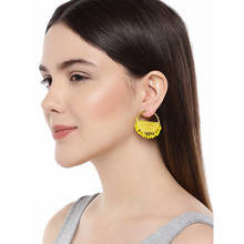 AccessHer 22 KT Gold-Plated & Yellow Circular Hoop Earrings