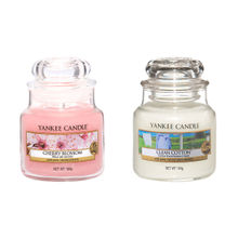 Yankee Candle Classic Jar Scented Candles - Pack of 2 - Cherry Blossom and Clean Cotton
