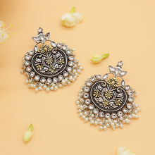 Teejh Dual Tone Pearl Chandbali Earrings