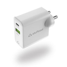 Stuffcool Napoleon Pd65w Dual Usb Gan Wall Charger For Macbook Air, Pro Charger, Ultrabook - White
