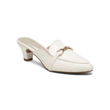 Flat n Heels Women White Mules Heels