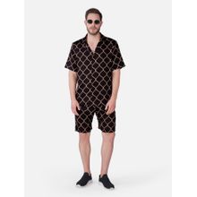 CLUBHAVANA Black Imperial Grid Premium Soft Satin Co-Ord Set