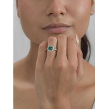 Ornate Jewels 925 Silver Rhodium Plated 5 Carat CZ Green Emerald Halo Ring
