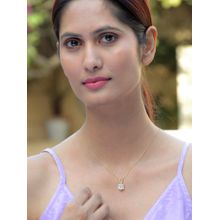 Ornate Jewels 925 Silver 18K Gold Plated 1 Carat White CZ Solitaire Necklace (Adjustable)