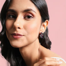 SOHI Crystal Bar Stud Earrings Purple & Silver