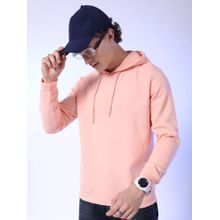 The Indian Garage Co Men Peach Regular Fit Solid Hooded Full Sleeves Hoodies