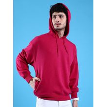 The Indian Garage Co Men Pink Regular Fit Solid Hooded Full Sleeves Hoodies