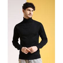 The Indian Garage Co Men Black Regular Fit Solid Full Sleeves Sweater