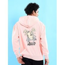 The Indian Garage Co Men Peach Oversized Fit Printed Hooded Full Sleeves Hoodies