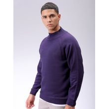 The Indian Garage Co Men Purple Relaxed Fit Solid High Neck Full Sleeves Sweater