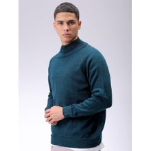 The Indian Garage Co Men Teal Relaxed Fit Solid High Neck Full Sleeves Sweater
