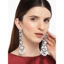AccessHer Silver-Plated & White Classic Drop Earrings