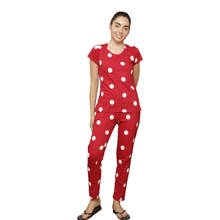 VIEVIANA Women Cotton Polka Dot Printed Night Suit Red (Set of 2)
