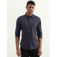 United Colors Of Benetton Navy Blue Slim Fit Spread Collar Checked Shirt