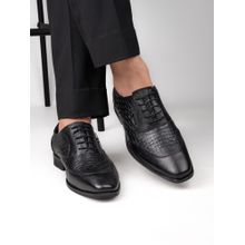 Alberto Torresi Textured Black Formal Laceup Shoes For Men