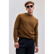 Snitch Men Brown Textured Sweater