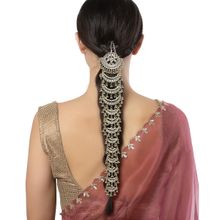 Karatcart Moon Shape Gold Plated Kundan Bridal Wedding Hair Braid Choti