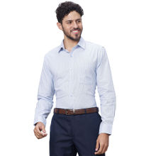 Raymond Slim Fit Stripes Medium Blue Shirt