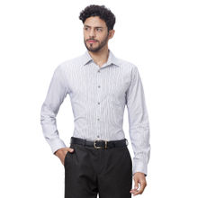 Raymond Slim Fit Stripes Light Grey Shirt