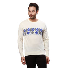 Raymond Regular Fit Self Design White Sweater
