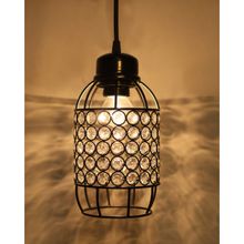 Homesake Matt Black Crystal Ceiling Lamp,Half Capsule