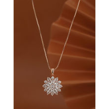 Carlton London Premium Rose Gold Plated with CZ Floral Pendant with Chain