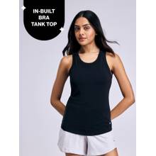 Nykd By Nykaa Inbuilt Bra Tank top in Cotton Stretch Rib NYAT512 Black