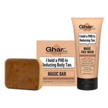 Ghar Soaps Magic De-Tan Face Wash & Sandalwood Saffron Magic Bar Pack of 1 Combo