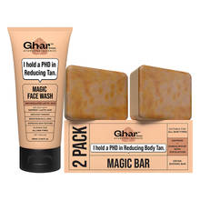 Ghar Soaps Magic De-Tan Face Wash & Sandalwood Saffron Magic Bar Pack of 2 Combo
