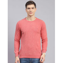 Monte Carlo Mens Solid Peach Round Neck Full Sleeves Sweater