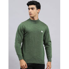 Monte Carlo Mens Solid Green High Neck Full Sleeves Sweater