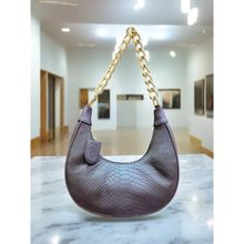 Vdesi Brown Croco Half Small Moon Bag