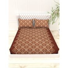 the White Moss Bruno Printed 220 TC 100% Pure Cotton Satin King Size Bedsheet with 2 Pillow Covers